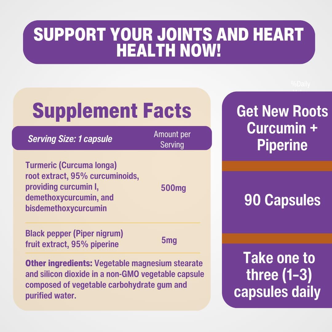 Curcumin + Piperine | 95% Curcuminoids, 500mg (90 Veg caps)