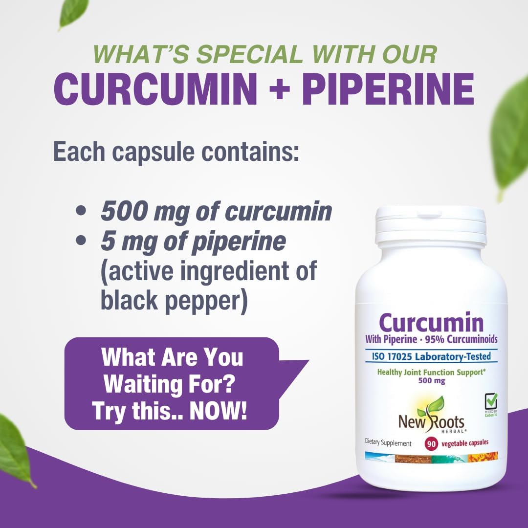 Curcumin + Piperine | 95% Curcuminoids, 500mg (90 Veg caps)