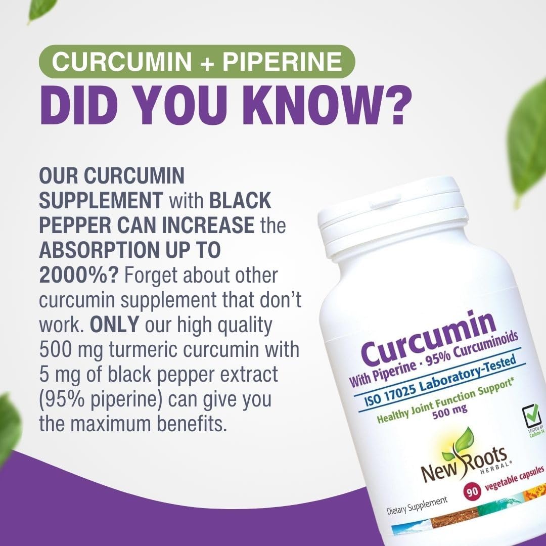 Curcumin + Piperine | 95% Curcuminoids, 500mg (90 Veg caps)