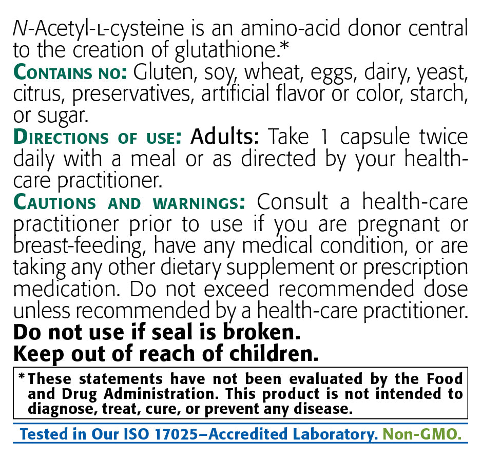 NAC Supplement N-AcetylCysteine 180 Vegetable Capsules