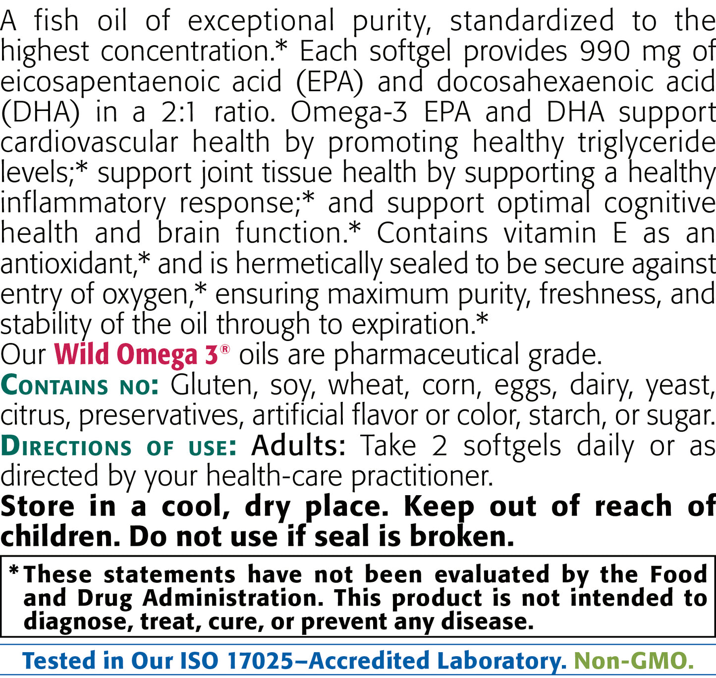 Wild Omega-3, 900mg, EPA 600mg DHA 330 mg